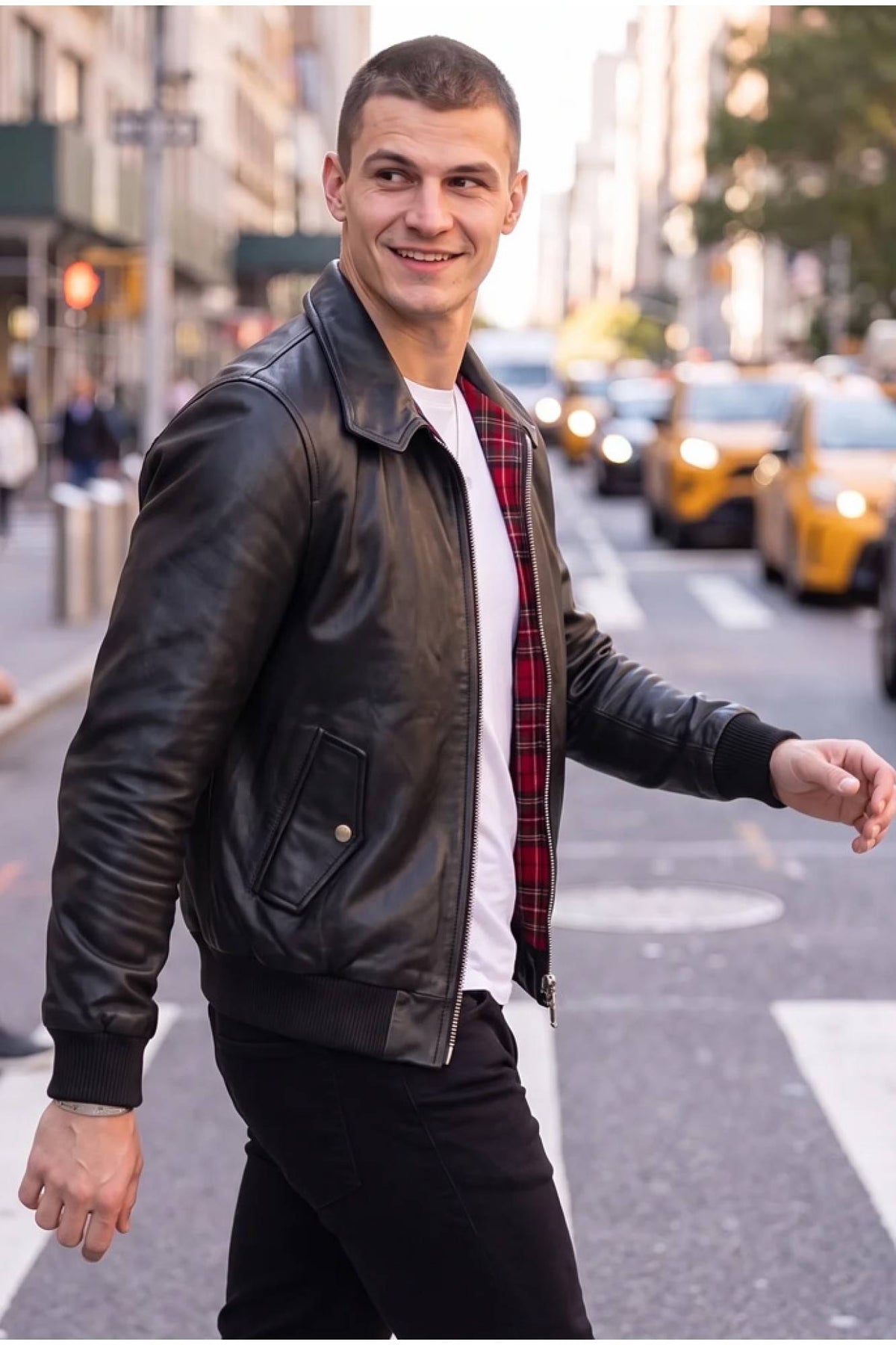 The iconic Harrington jacket reimagined in leather - Image n°1