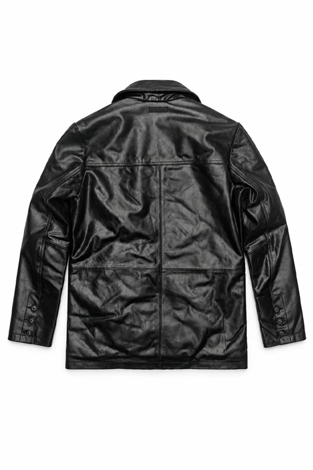 Men's black leather 3/4 jacket - Image n°4