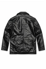 Men's black leather 3/4 jacket - Image n°4