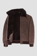 Brown shearling leather flight jacket - Image n°6