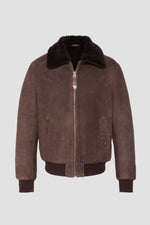Brown shearling leather flight jacket - Image n°4