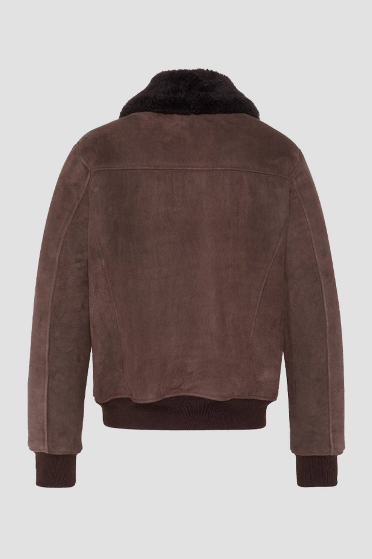 Brown shearling leather flight jacket - Image n°5