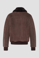Brown shearling leather flight jacket - Image n°5