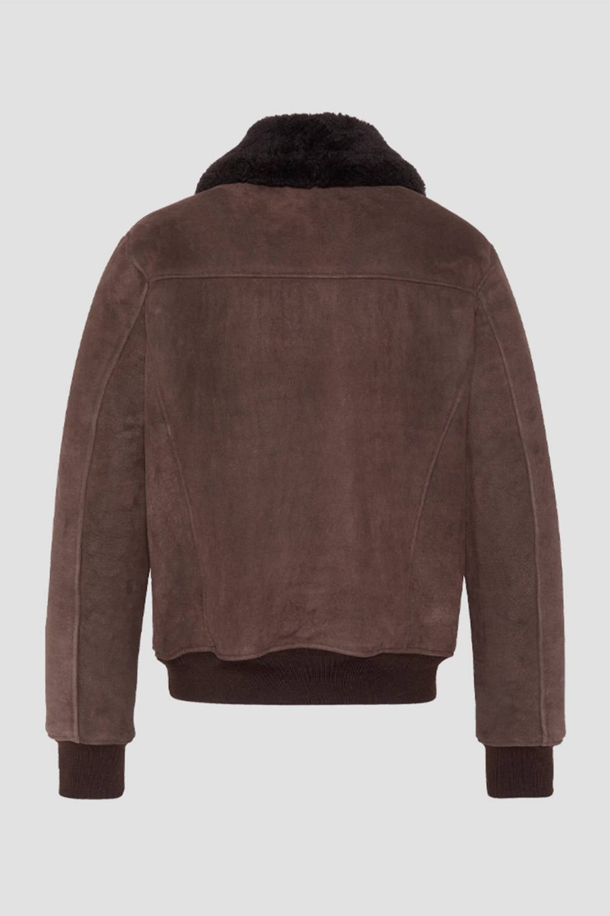 Brown shearling leather flight jacket - Image n°5