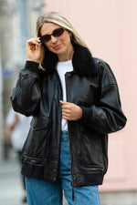Schott's washed lambskin aviator, oversized for a modern, relaxed fit. - Image n°1