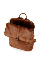 Vintage-Style Cognac Leather Backpack - Image n°4