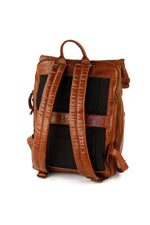 Vintage-Style Cognac Leather Backpack - Image n°3
