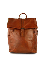 Vintage-Style Cognac Leather Backpack - Image n°1