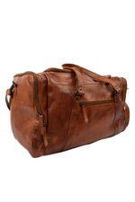 Vintage-look cognac cowhide leather travel bag - Image n°7