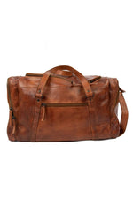 Vintage-look cognac cowhide leather travel bag - Image n°2