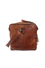Vintage-look cognac cowhide leather travel bag - Image n°6
