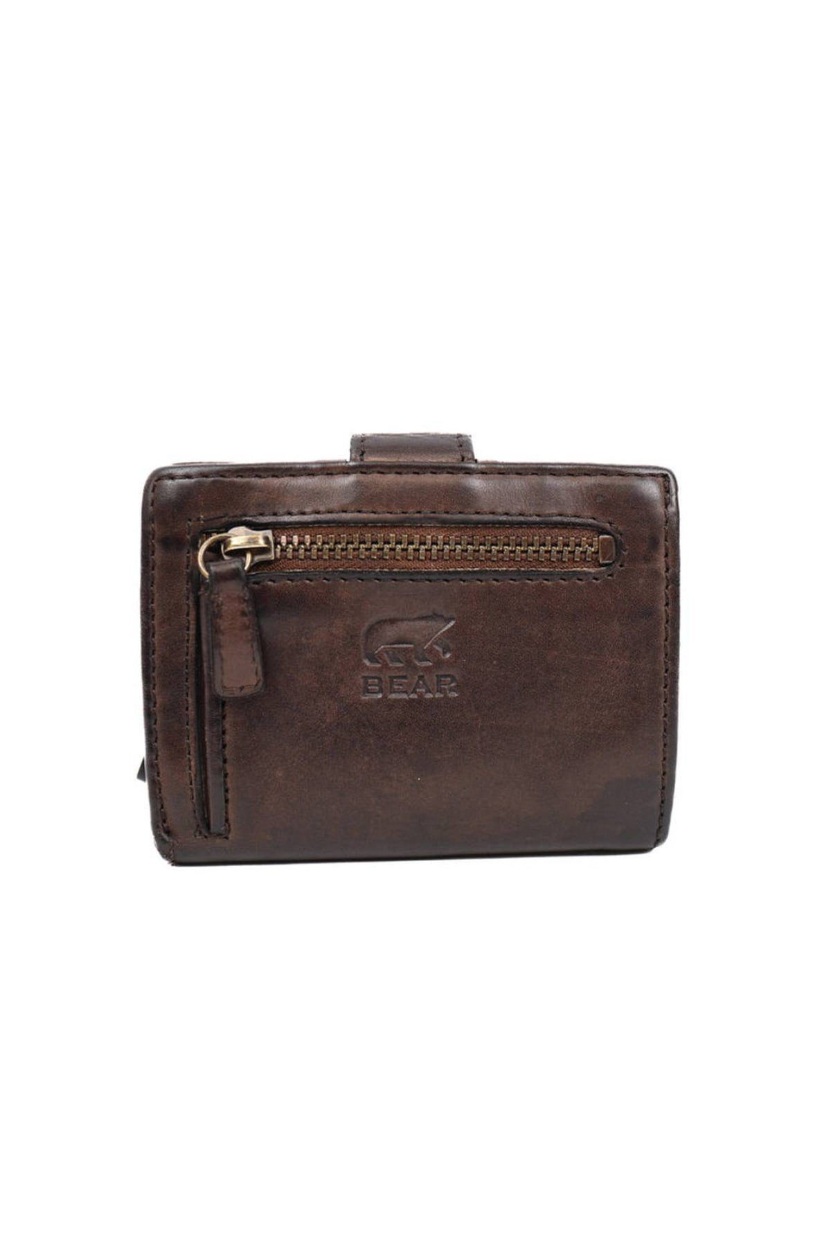 Aged-look brown leather wallet - Image n°3