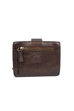 Aged-look brown leather wallet - Image n°3