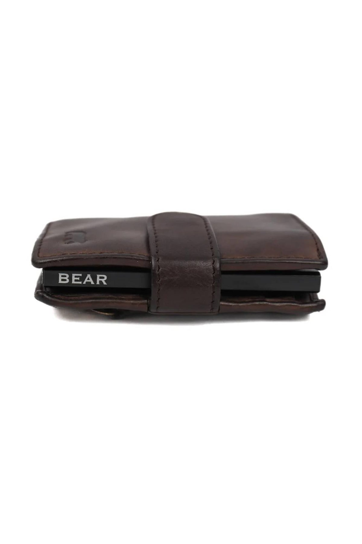 Aged-look brown leather wallet - Image n°4