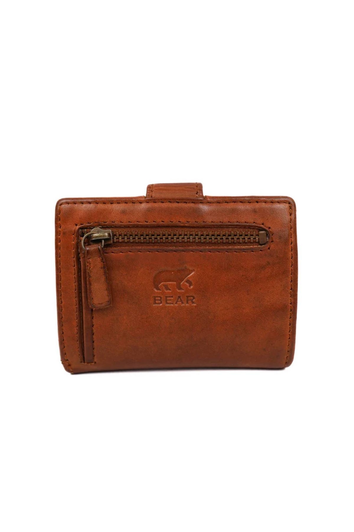Aged-look cognac leather wallet - Image n°3