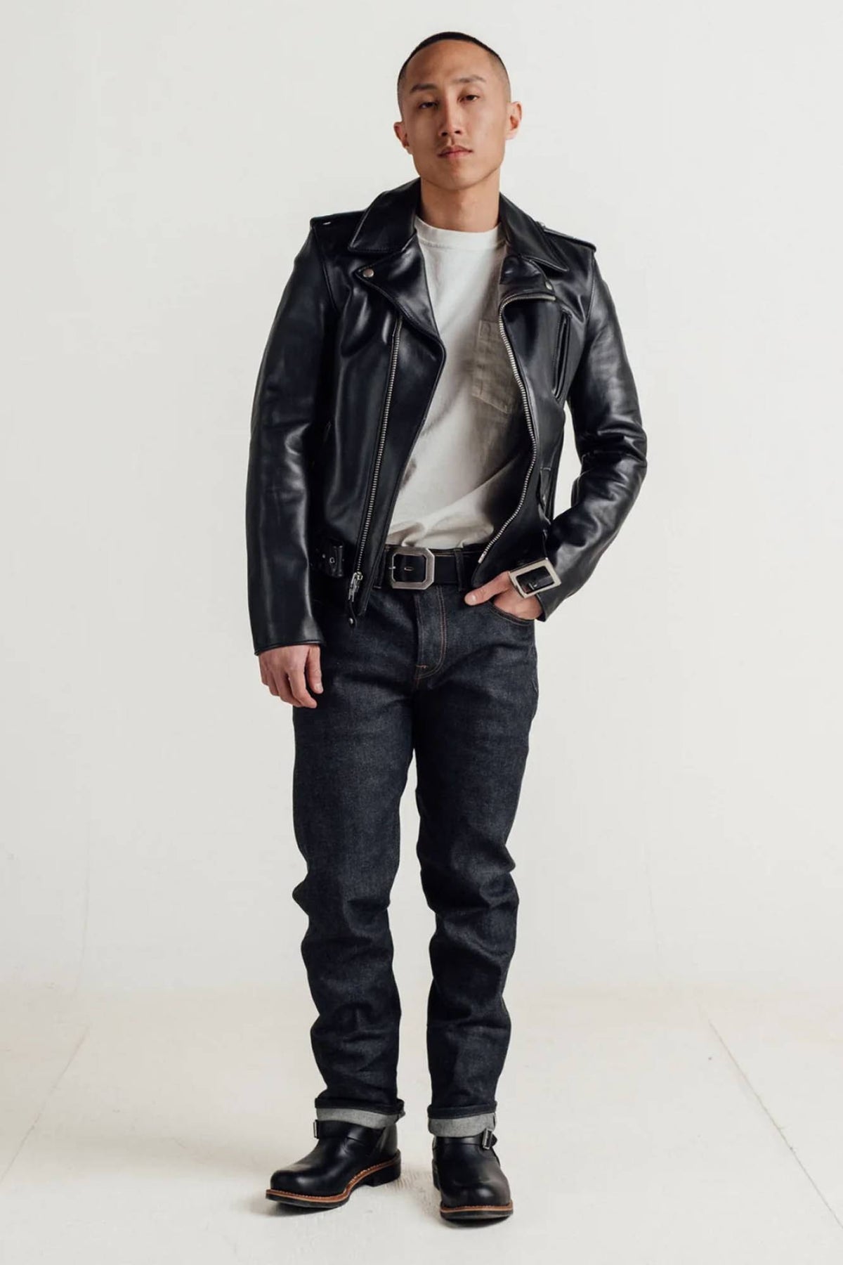 613S Slim Fit Perfecto® by Schott-black steerhide, slim, iconic. - Image n°3