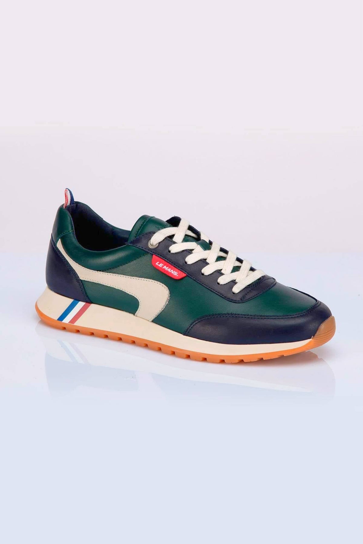 Men's green cowhide leather sneakers - Image n°2