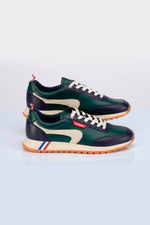 Men's green cowhide leather sneakers - Image n°1
