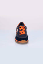 Blue and orange leather racing-style sneakers - Image n°2
