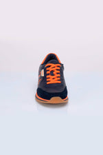 Blue and orange leather racing-style sneakers - Image n°2