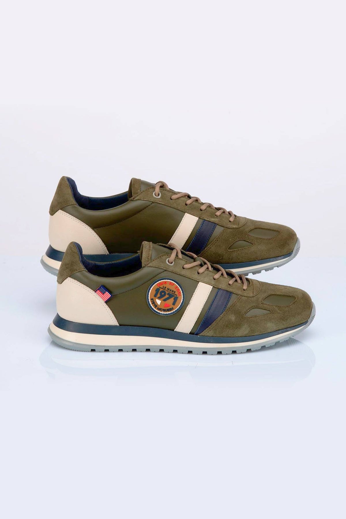 Men's green leather sneakers - Image n°5