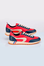 Dark red leather racing sneakers - Image n°1