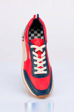 Dark red leather racing sneakers - Image n°5