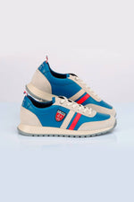 Ocean blue racing leather sneakers - Image n°1