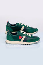 Racing-style green cowhide leather sneakers - Image n°1