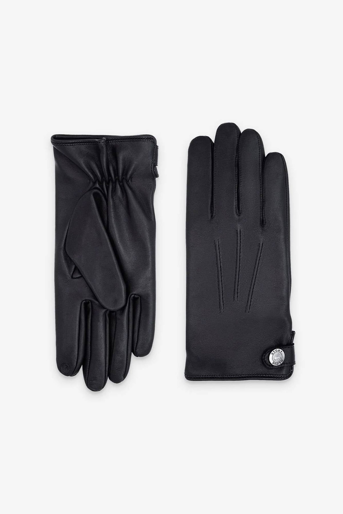 Black lamb leather gloves with silk lining - Image n°1