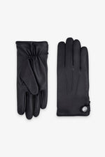 Black lamb leather gloves with silk lining - Image n°1