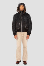Black tactical double-zip bomber jacket with an oversized fit - Image n°12