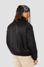 Black tactical double-zip bomber jacket with an oversized fit - Image n°2