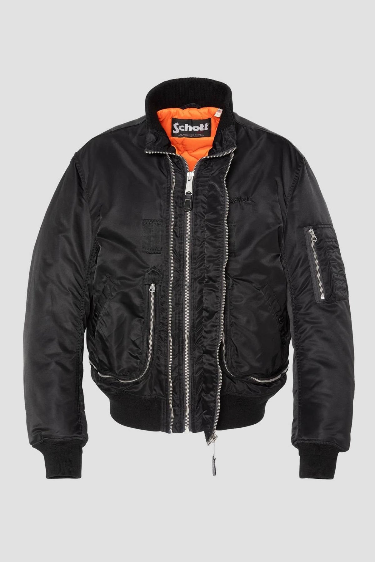 Black tactical double-zip bomber jacket with an oversized fit - Image n°6