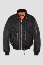 Black tactical double-zip bomber jacket with an oversized fit - Image n°6