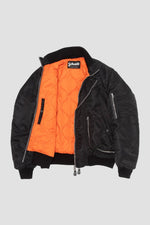 Black tactical double-zip bomber jacket with an oversized fit - Image n°8