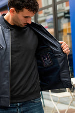 Redskins' navy sheep leather bomber, Patrouille de France-inspired. - Image n°11