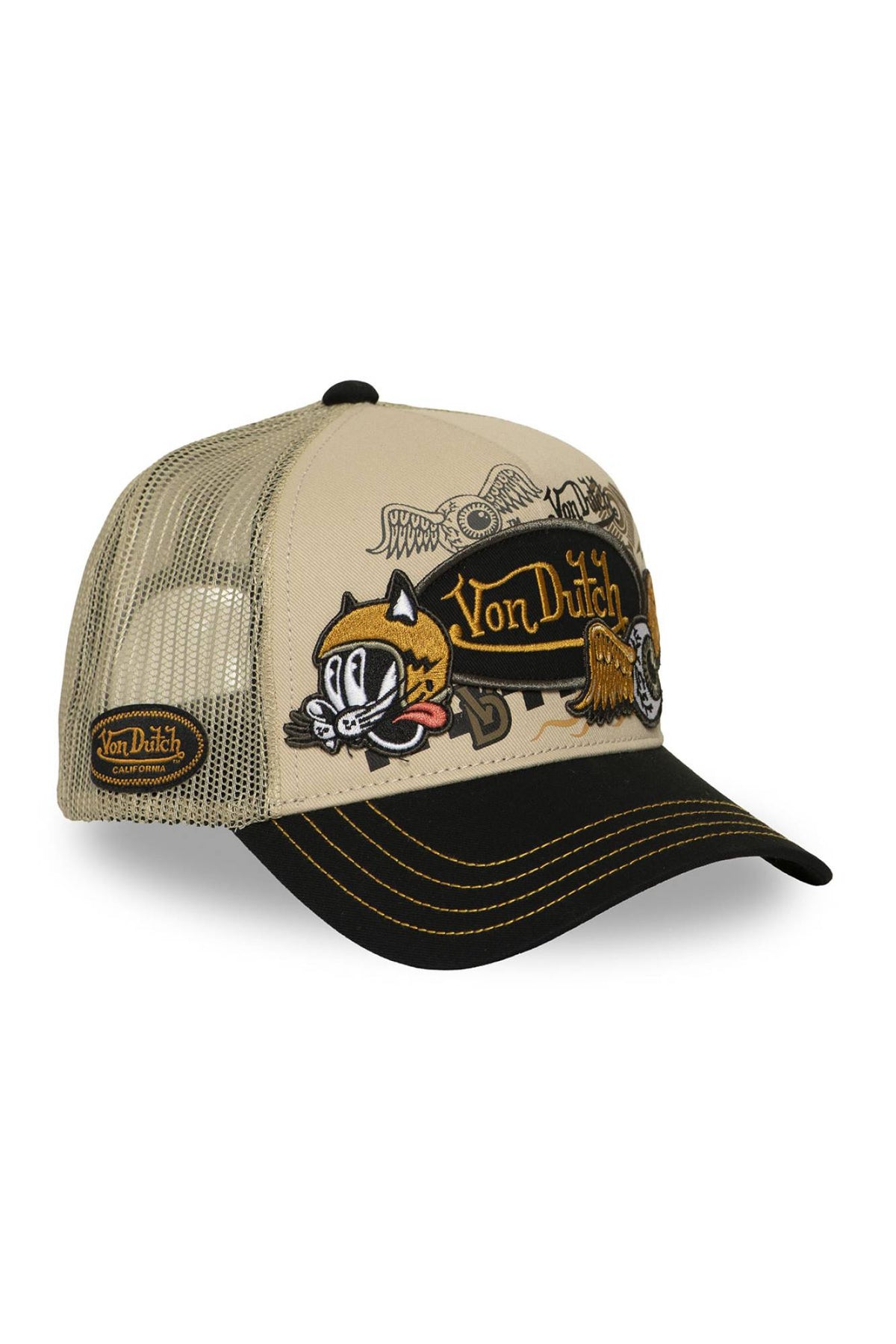 Beige cap with embroidered patches - Image n°3