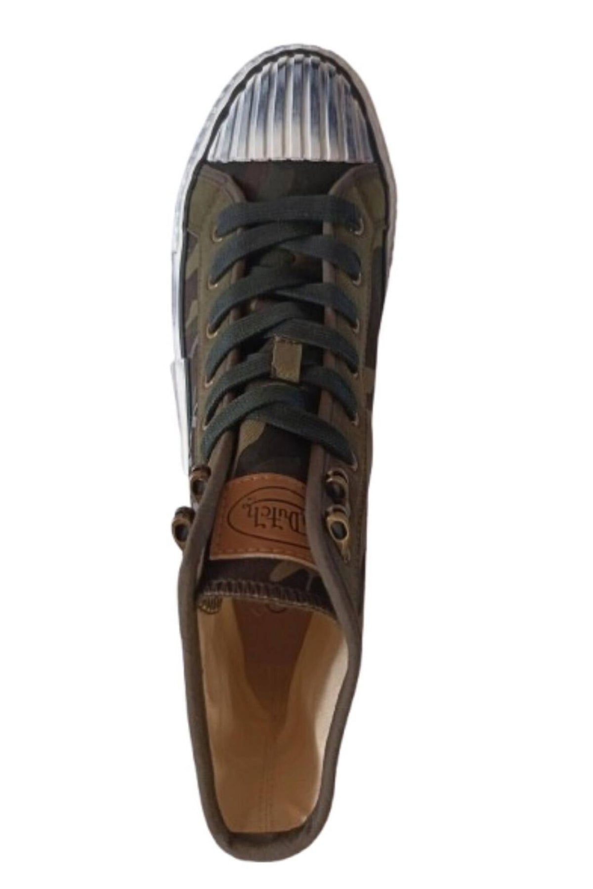 Military-style high-top canvas shoe with embroidered patch - Image n°3