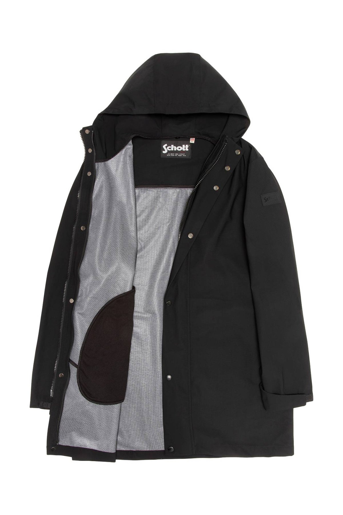 Black mid-length 2-in-1 nylon parka - Image n°8