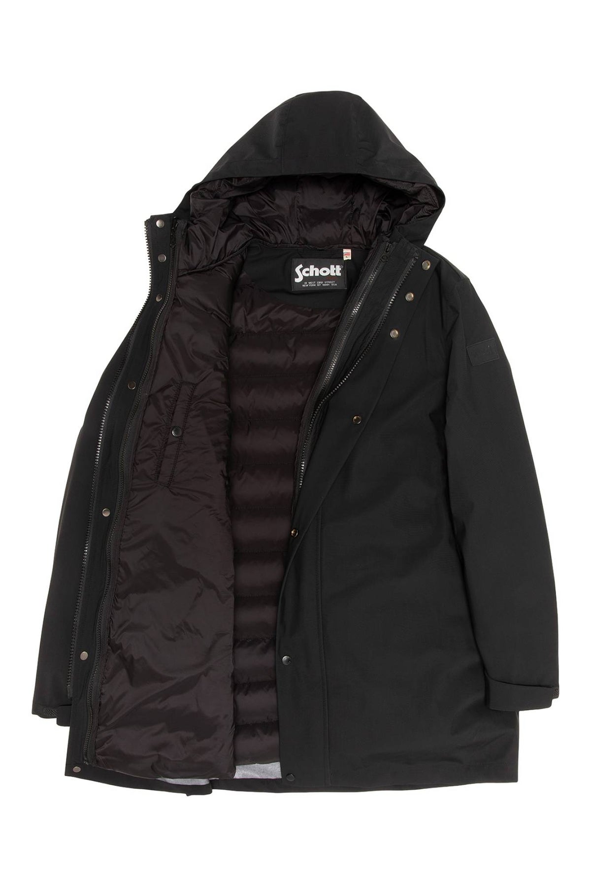 Black mid-length 2-in-1 nylon parka - Image n°7