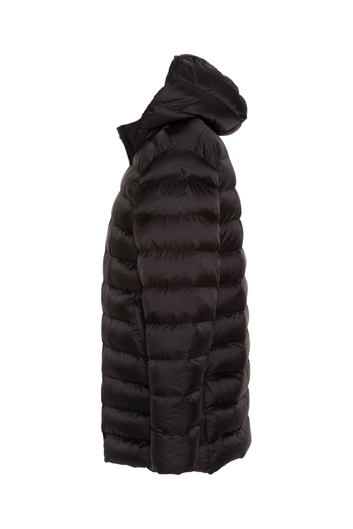 Black mid-length 2-in-1 nylon parka - Image n°2