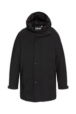 Black mid-length 2-in-1 nylon parka - Image n°4