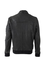 Dark green lambskin flight jacket with shirt collar - Image n°2