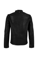 Black lambskin jacket with round collar and two zipped chest pockets - Image n°6