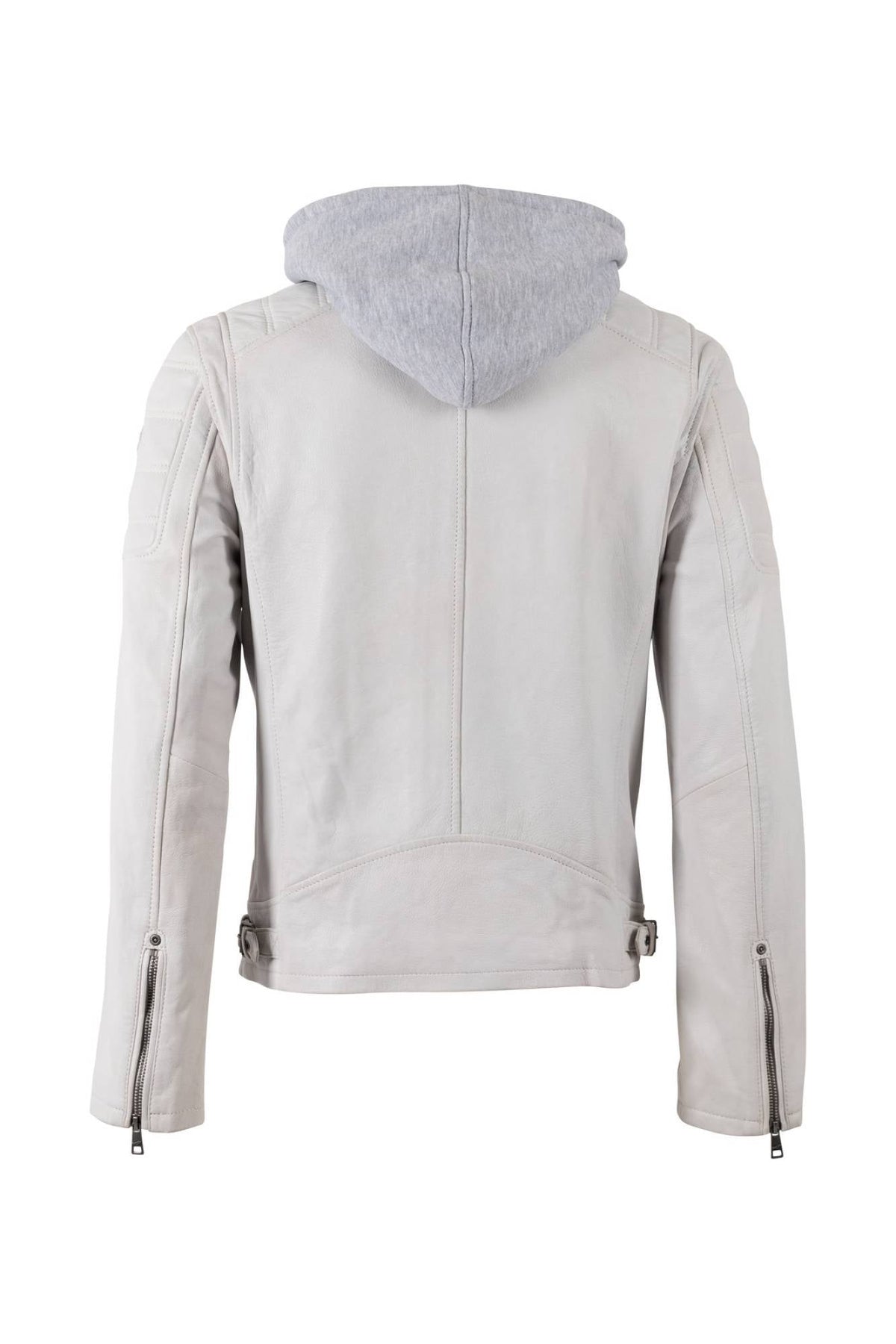 Off-white lambskin leather jacket with removable jersey hood - Image n°3