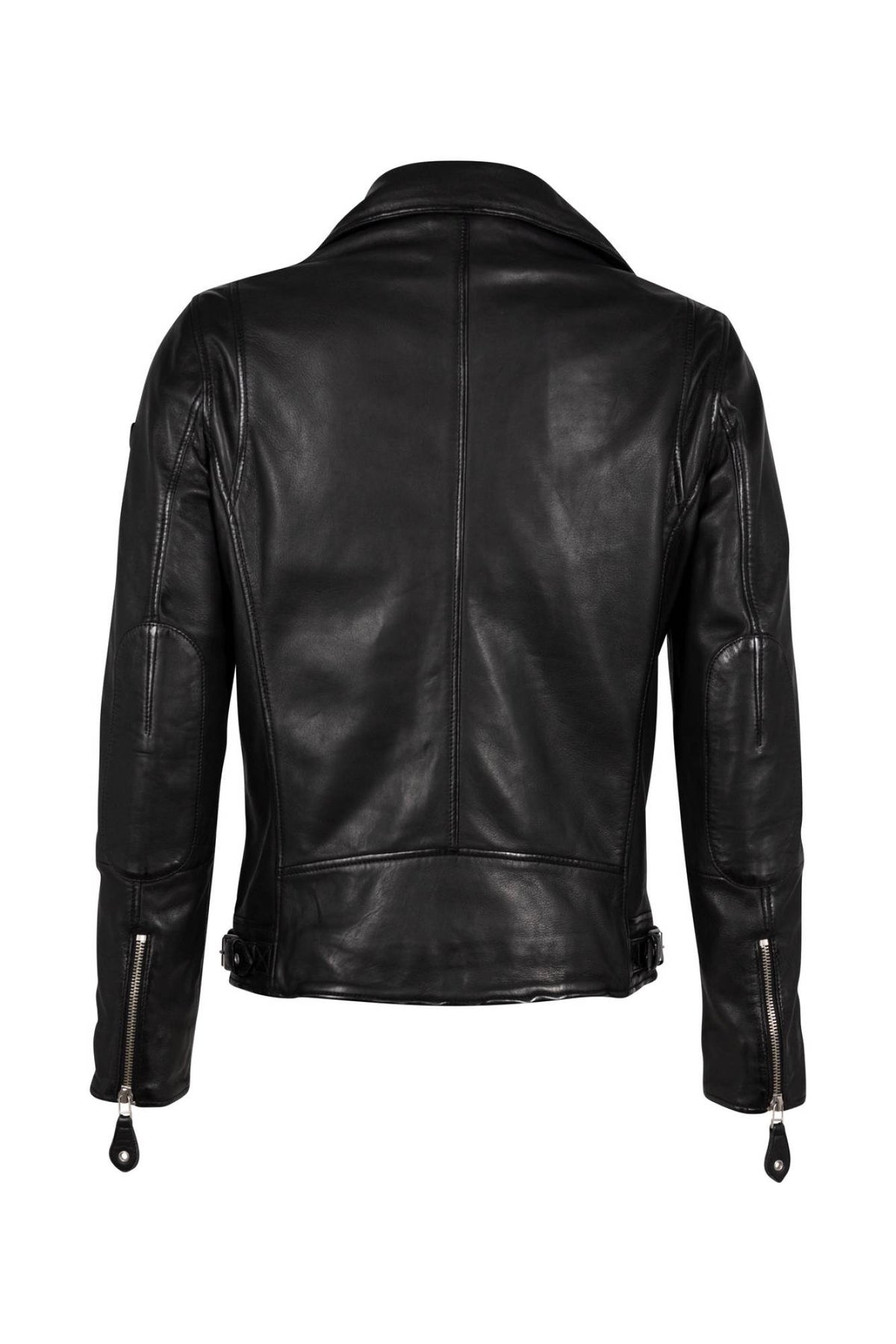 Black lambskin biker jacket with asymmetric zip and notched lapels - Image n°4