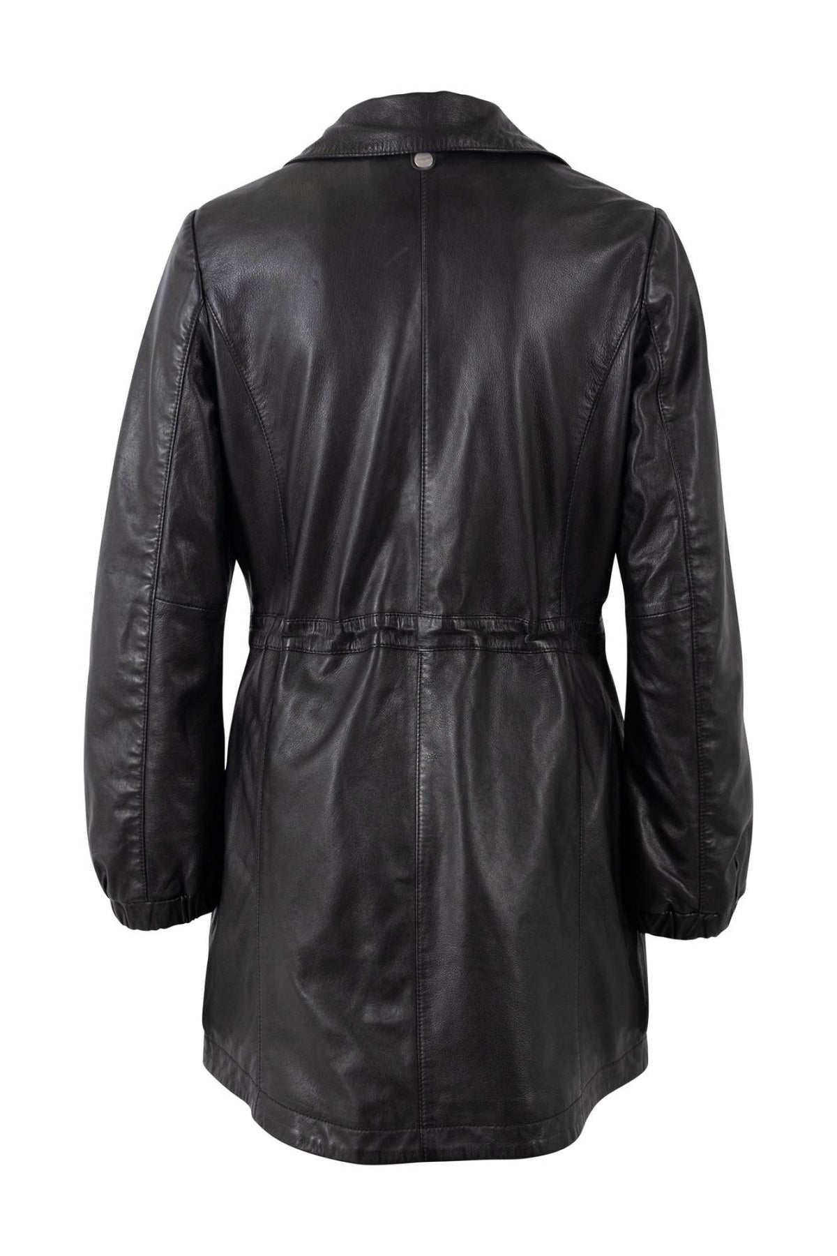 Mid-length black lambskin women's parka - Image n°5