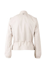 Women's ecru lambskin leather jacket with concealed fastening under a tab - Image n°2