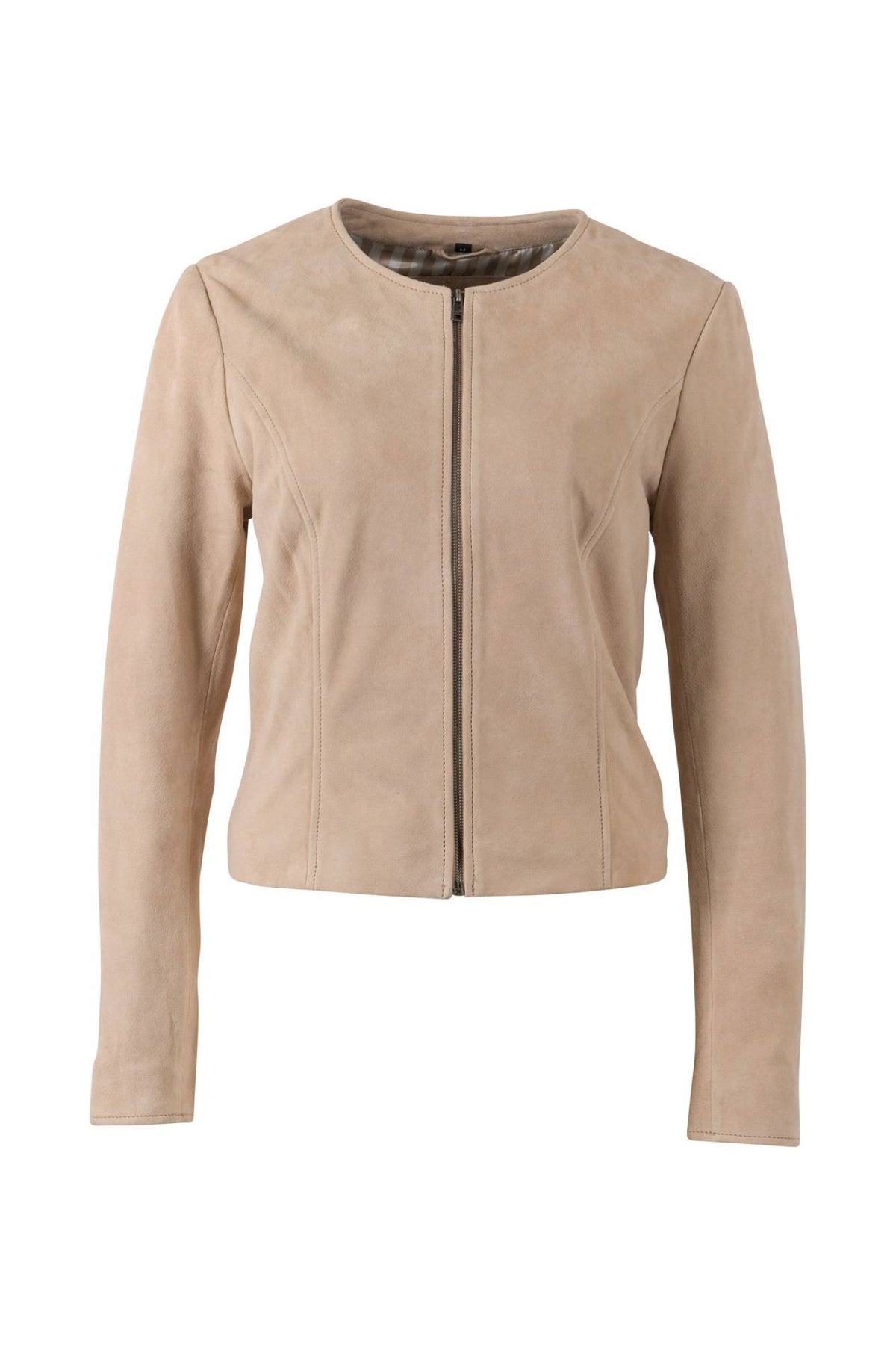 Women's cream suede lambskin Spencer jacket - Image n°3